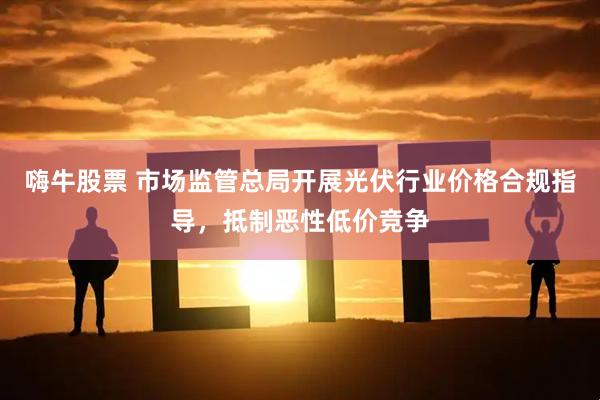 嗨牛股票 市场监管总局开展光伏行业价格合规指导，抵制恶性低价竞争